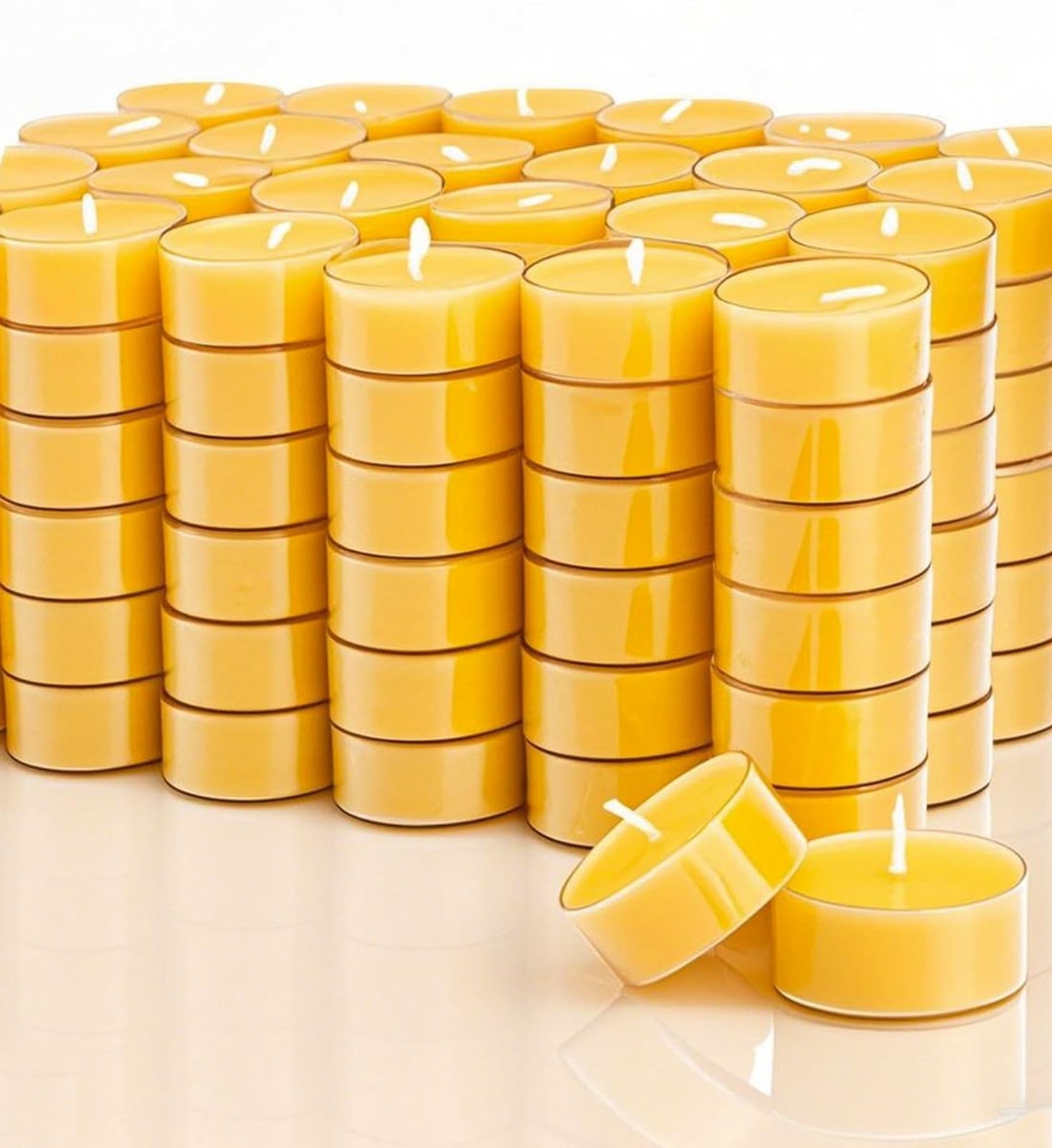 , 100% Pure Beeswax Tea Candles | 4-hour Ext...