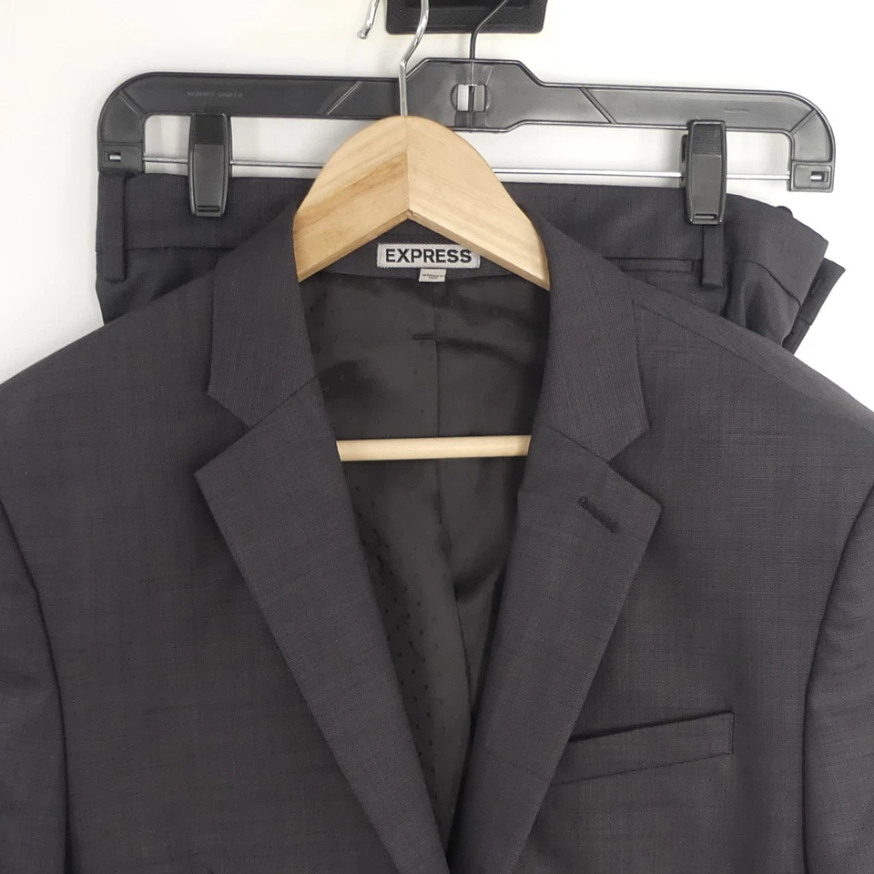 Express Photographer Slim Fit 2-Piece Wool Suit Gray Men's 38S 29x29 - Image 2 of 4