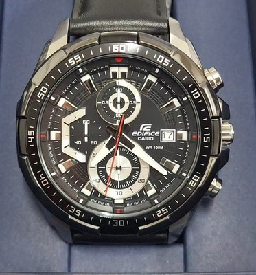 Casio Edifice EFR-539L-1A Chronograph Black Sport Leather Band Men Watch 