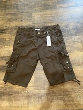 Rejork Men's Olive Green Cargo Shorts Cotton Button Zip Pockets Outdoor