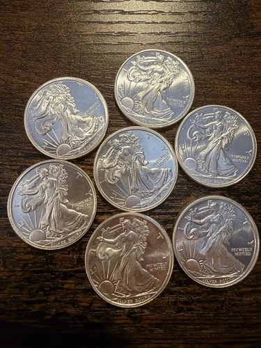 (Lot of 7) Money Metals-Statue of Liberty Round, 1/2 Troy oz  .999 Fine Silver