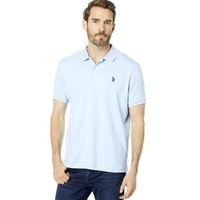 U.S. Polo Assn. Mens Medium Open Air Blue Solid Interlock Short Sleeve Polo O8-2