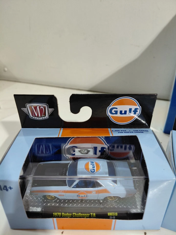 3 NIP M2 Machines 1:64 Die Cast Gulf Vehicle w/Display (VW Bus Shelby Challenger - Image 2 of 4
