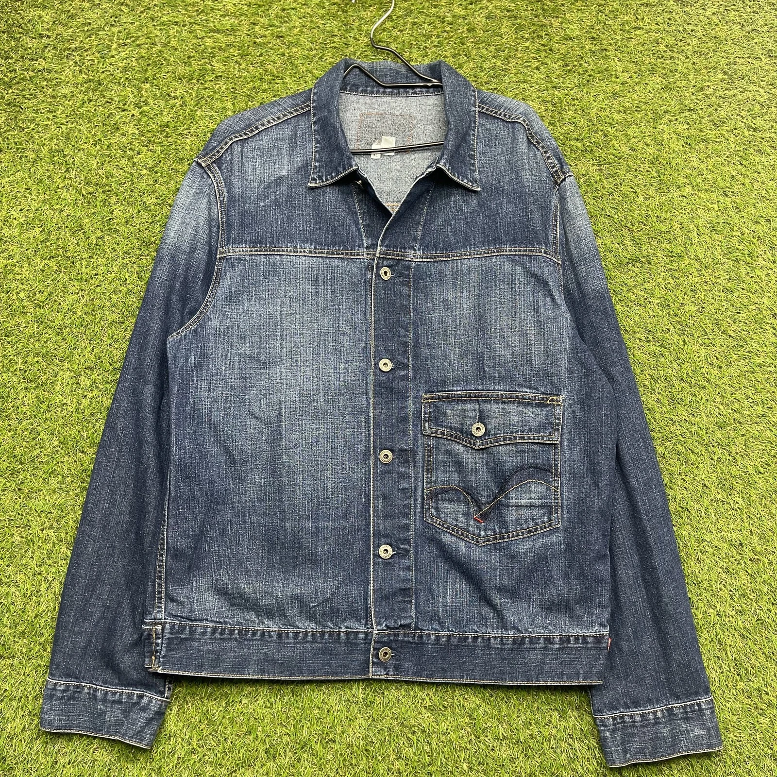 Guess Jeans Jacket Mens XL Denim Button Up Trucker Workwear Pocket Vintage Style