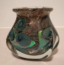 Gorgeous 2008 Signed Robert Eickholt Dichroic Free Form Art Glass Vase