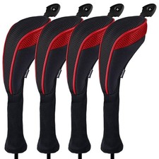 4 Pack Long Neck Golf Hybrid Club Head Covers Dial No. Tag CTMT-01 Black/Red