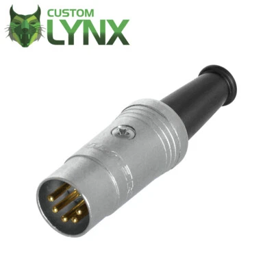 Rean Neutrik NYS322G 5 PIN DIN Cable Connector. PRO MIDI Plug, Gold Plated Pins