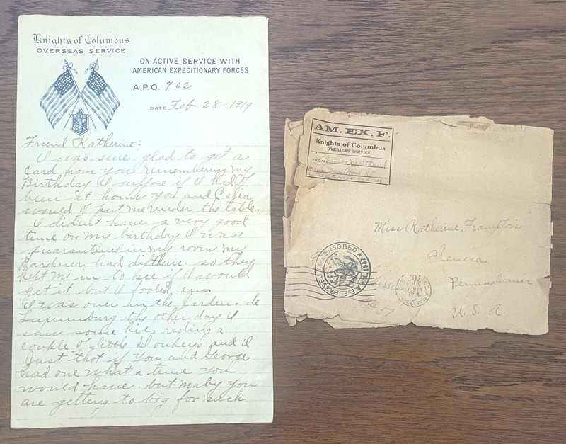 WW1 AEF  French hospital letter 1919