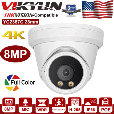 Hikvision Compatible 4K 8MP ColorVu Full-color at night CCTV Outdoor IP Camera 
