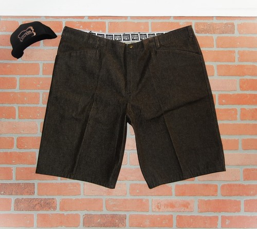 FB COUNTY 1$T Chocolate Denim YKK CREASED Goth Vintage $kate BROWN Shorts HEAT - Picture 14 of 24
