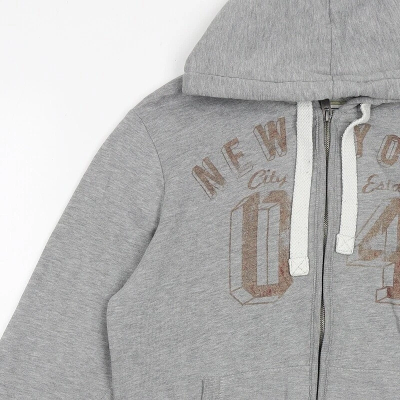 VETEMENTS Felpa con cappuccio e zip intera Authentic Apparel uomo grigio misto poliestere taglia S New York