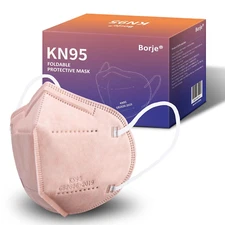 Mascarillas faciales KN95 de 5 capas, color rosa empolvado, 50 unidades