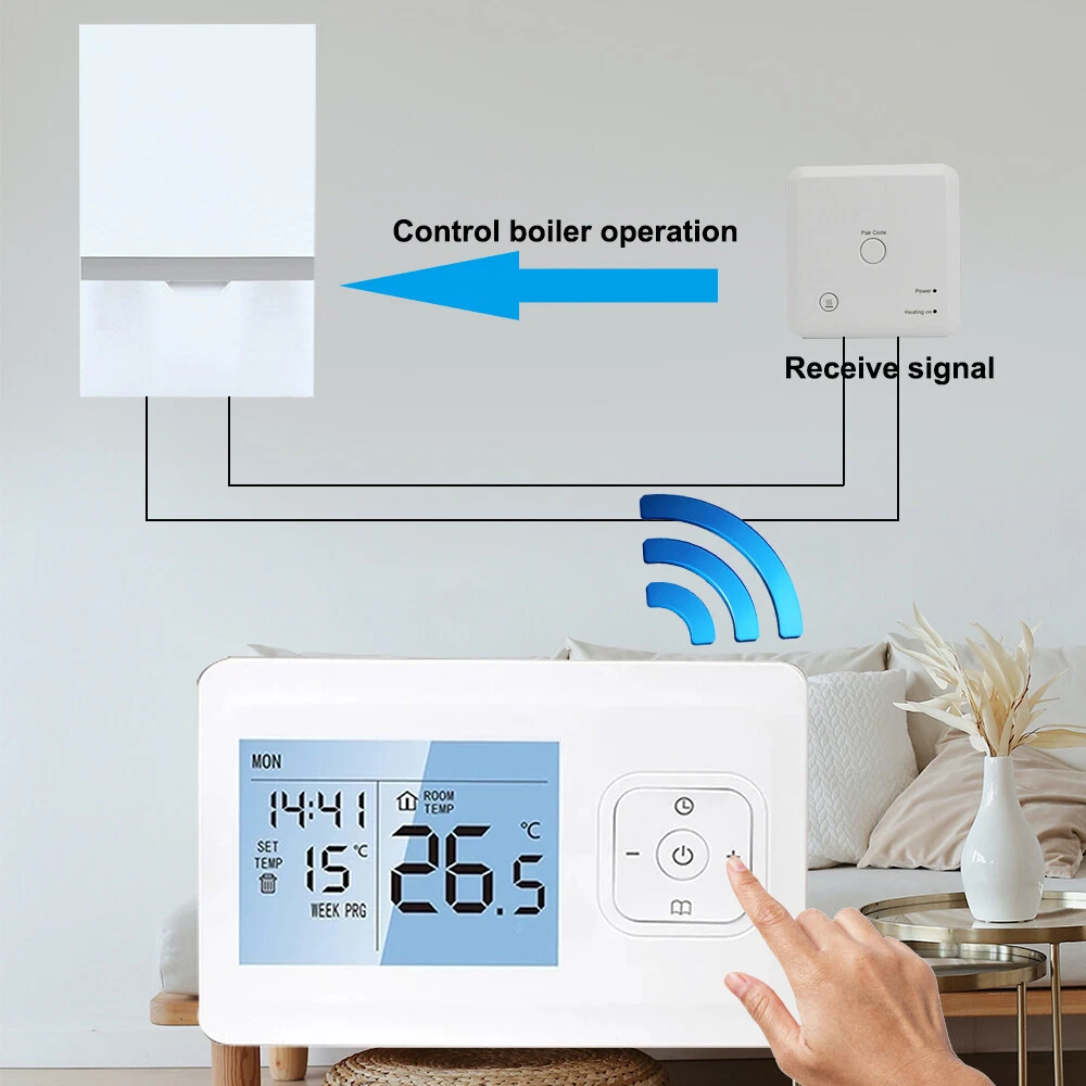 Digital Smart Thermostat Programmable WIFI Wireless Gas Boiler Home Room  Sensor