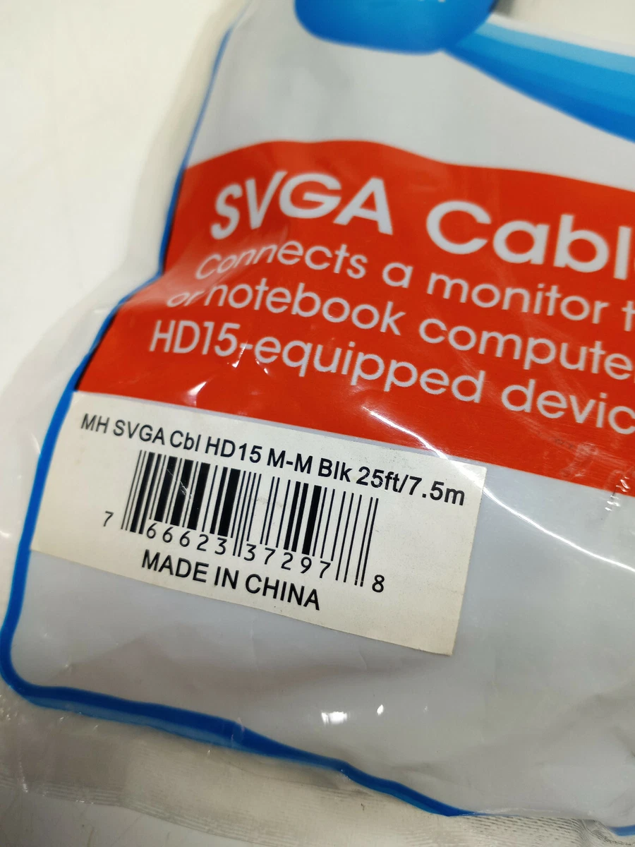 Manhattan 372978 25 ft. HD15 Male to HD15 Male SVGA Monitor Cable 