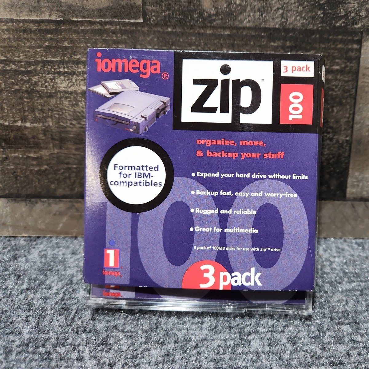 iomega 100MB Zip Diskette 2 Pack Floppy IBM Formatted Blank VTG