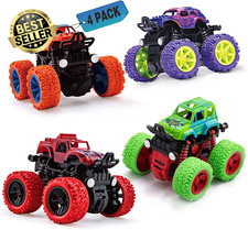 4 PCS Monster Truck Toys – Friction Powered Push and Go Cars, Educational Toy fo