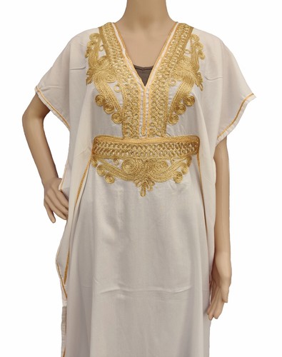 Moroccan Kaftan Cotton Blend Dress Casual Women Full Length House Dress One Size - Picture 14 of 88