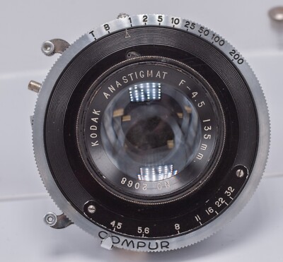 AS-IS! Kodak Anastigmat 135mm F4.5 Large Format 4x5 Lens - Compur