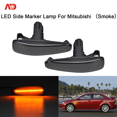 Led Front Bumper Smoke Side Marker Light For Mitsubishi Lancer Evo X Amber 