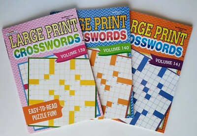 3 Kappa Puzzles Large Print Crosswords Activity Books Vol#139-141 Easy to Read