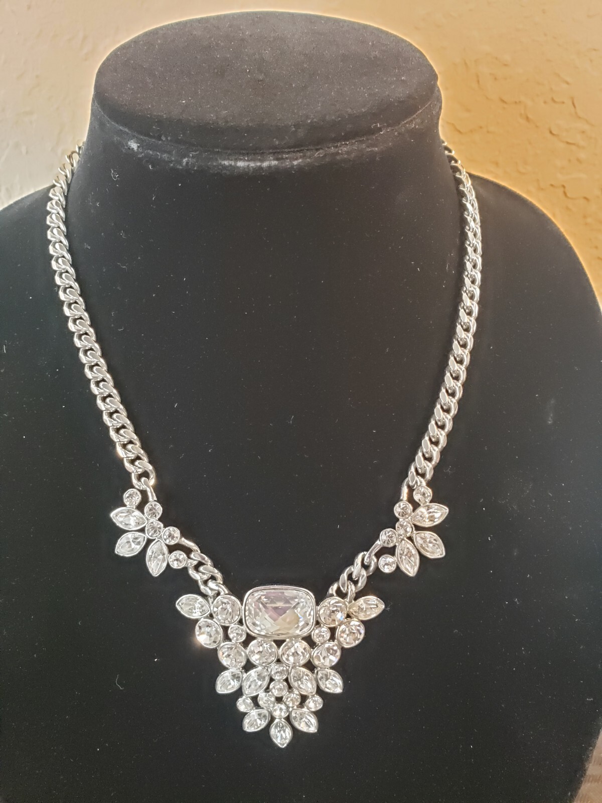 Givenchy Silver Tone Crystal Statement Necklace H… - image 2