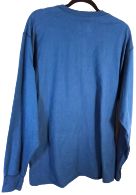 Hanes Beefy men's blue long sleeve 1/4 button henley shirt large