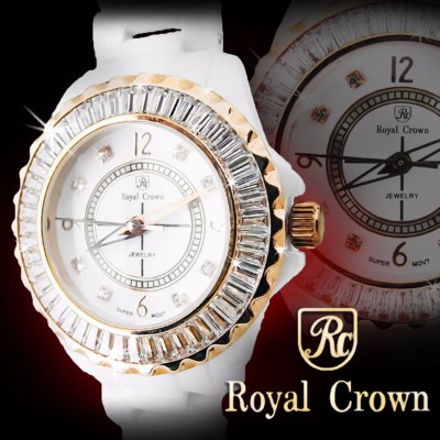 Royal Crown 3821L-4 Women's Wrist Watch 32mm Ceramic Case CZ