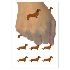 Smooth Haired Dachshund Dog Solid Temporary Tattoo Water Resistant Body Art Set