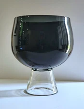 Blenko Charcoal 5412 very large footed bowl. Rare. Husted