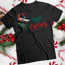 Airborne Christmas T-shirt Tree Plane Mens and Womens Tee #MC