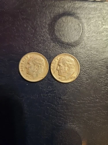 1964 & 1964 D ROOSEVELT DIME- MIXED CONDITION 8R