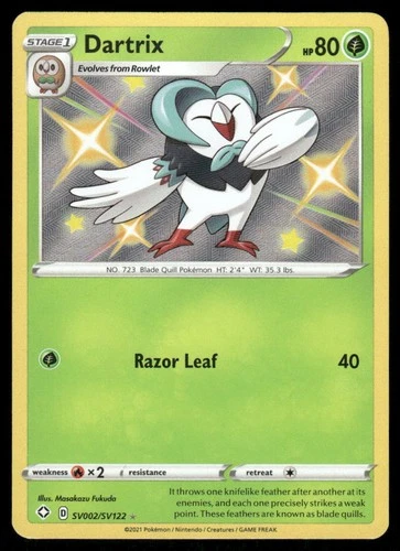 Pokemon Cards Dartrix SV002/SV122 Shining Fates Shiny Rare NM *4