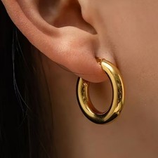 Stainless Steel Gold Finish 30mm Hoop Earring