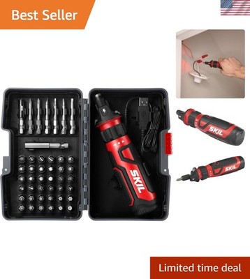 Versatile 4V Cordless Screwdriver with Live Wire Detection - 45 Bits Included