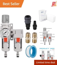 Air Dryer System 3/8 NPT 5 & 0.5 Micron Filters Regulator Water Trap Semi-Auto
