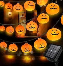 Varmax Solar Halloween Lights 60 LEDs, Outdoor Pumpkin Lights With 8 Modes, 25.9
