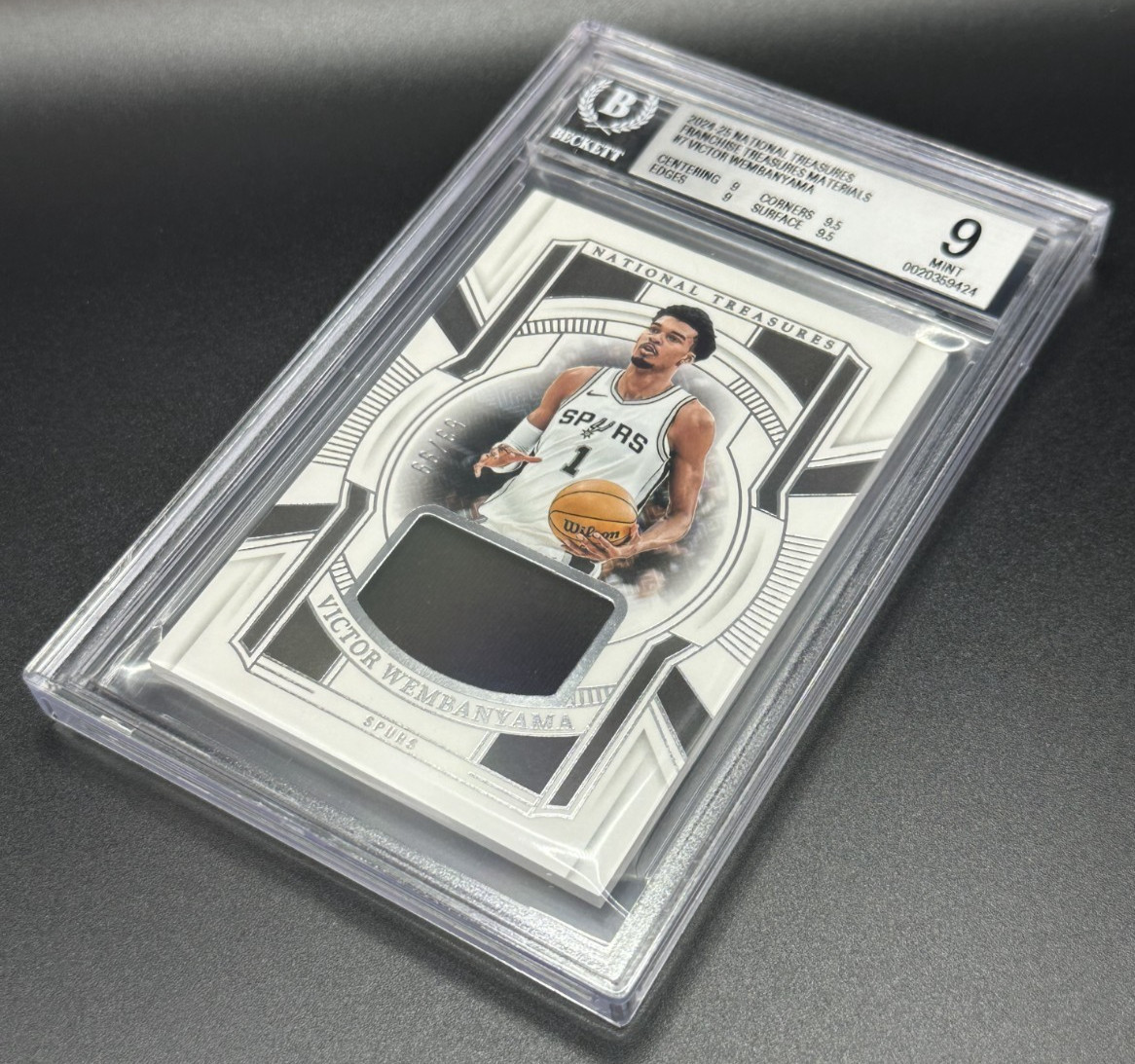 '24 National Treasures Victor Wembanyama 1st YR Licensed GAME WORN JSY /99 BGS 9 view 7