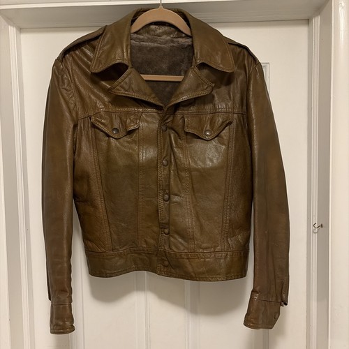 Vintage 70s I. Foster & Sons Rockabilly Leather Bomber Jacket With Liner Size 40