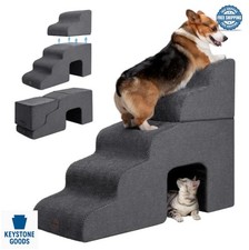 Dog Stairs 5 Step Foldable Non-Slip Pet Steps for High Beds Small Dogs Cats