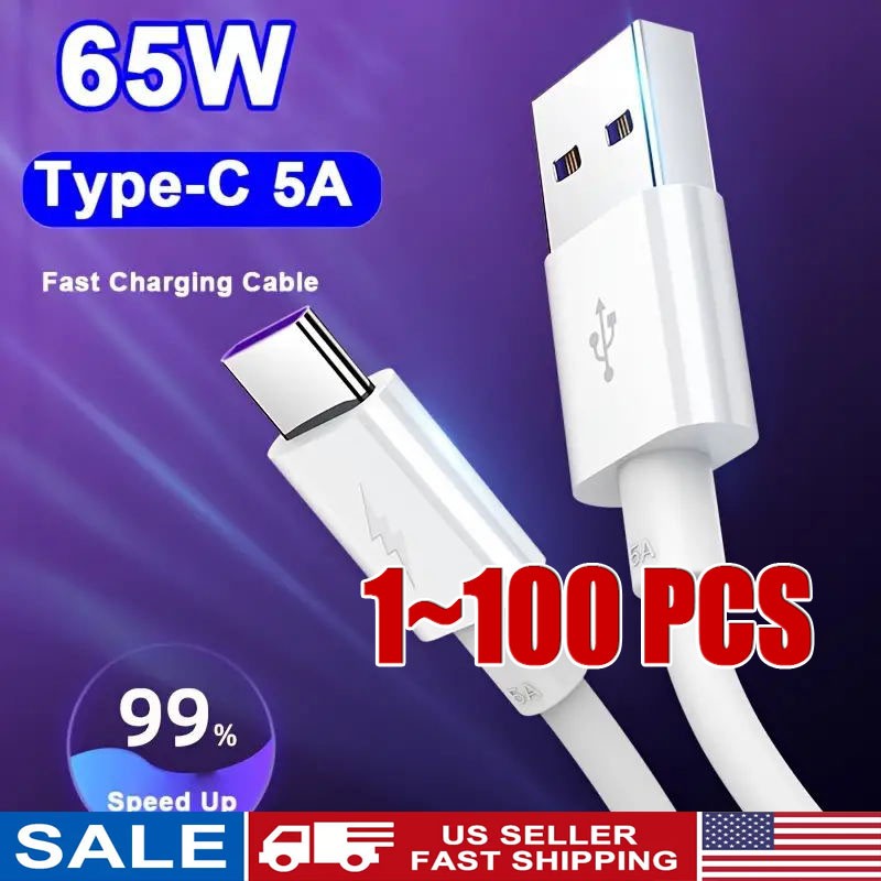 USB Type C Data Cable 5A Fast Charging USB-A to USB-C Charger lot Cord For Phone