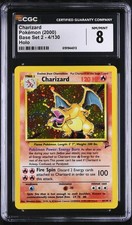 CGC 8 NM/MINT Charizard 4/130 Base Set 2 Holo Pokemon Card