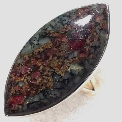 RAR echter NATUR Eudialyt Eudyalit Ring RIESIG Gr18 39x20mm 925 Sterling Silber - Bild 1 von 4