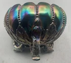 INCREDIBLE VINTAGE CARNIVAL NORTHWOOD DARK PURPLE LEAF AND BEADS ROSE BOWL