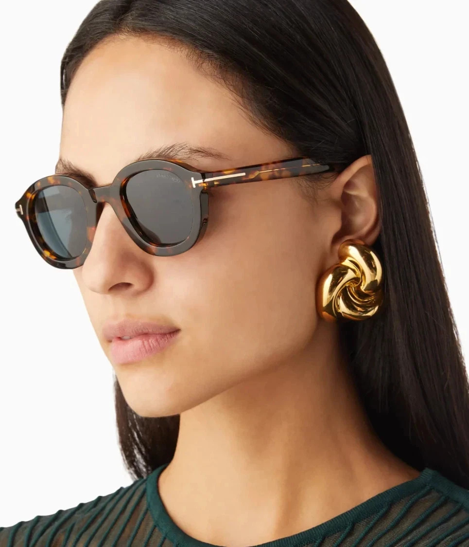TOM FORD RAFFA TF1100 52V SPOTTED HAVANA W/BLUE LENS AUTHENTIC