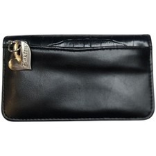 Buxton Black Leather Multicompartment Zip Clutch Wallet