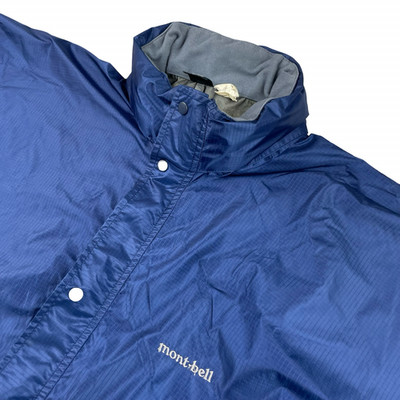 Montbell Men s Gore-Tex Full Zip Packed Hood Rain/Wind Jacket Blue   Medium
