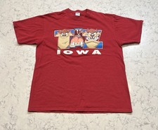Vintage Iowa Hawkeyes Taz Looney Tunes Shirt XL Made USA 1990s Tee Graphic Red