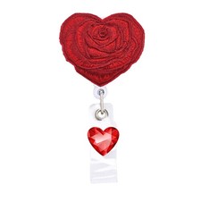 Rose Heart Nurse Cute Retractable Badge Reel ID Tag, with Alligator Clip,24in...
