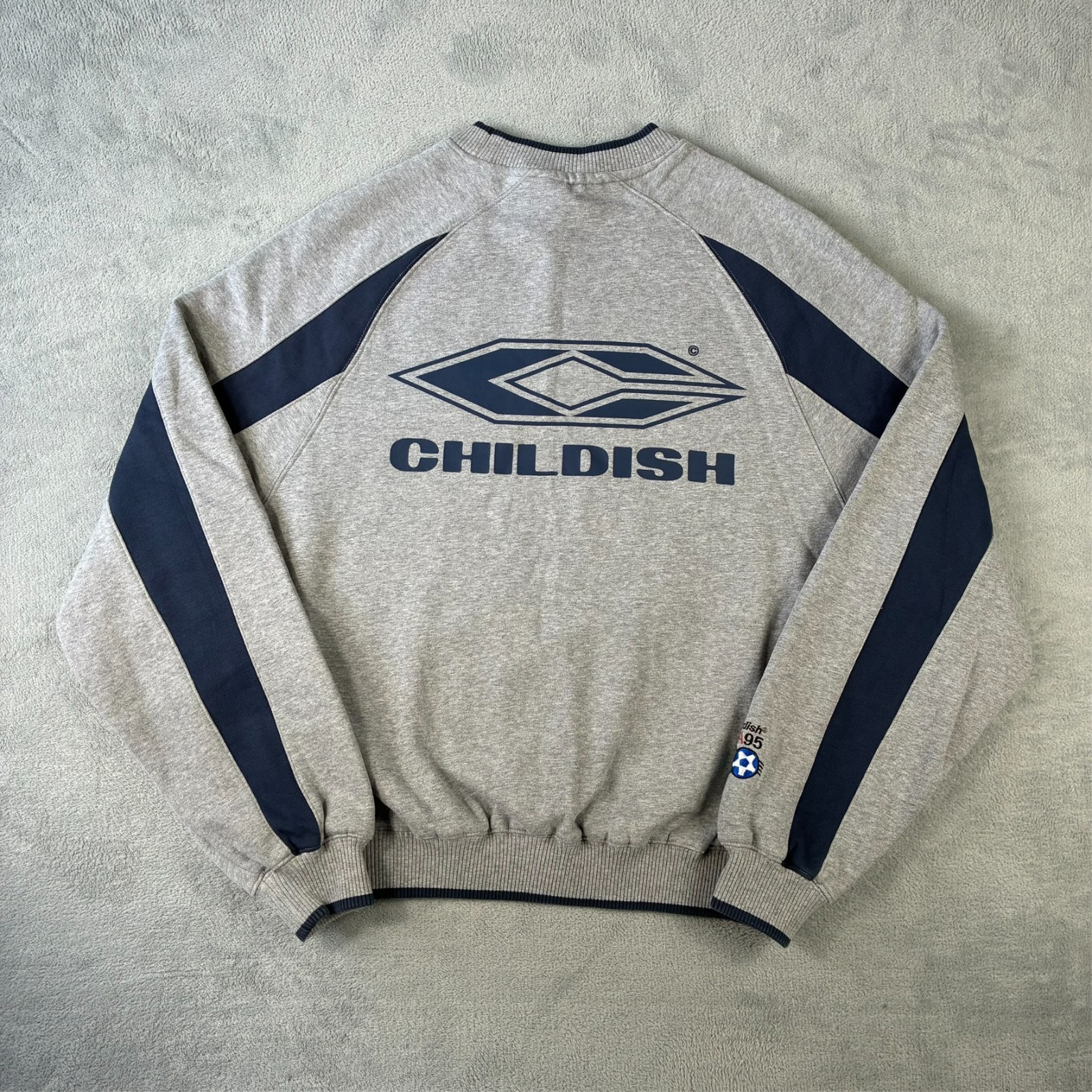 VTG Childish 95 TGF Bros Grey Navy FC Football Overszd Large Training Sweatshirt image 8