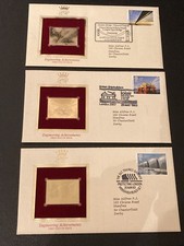 Set 3no 1983 FDC 22ct Gold Leaf Replica Stamps Celebrating British Engineering